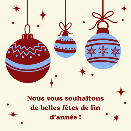 Carte de vœux carré fêtes fin d'année festif